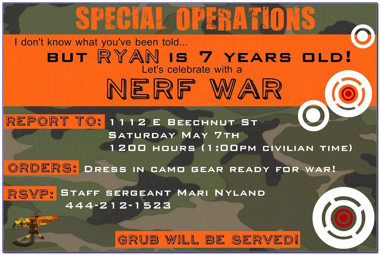 Nerf War Party Invitation Template