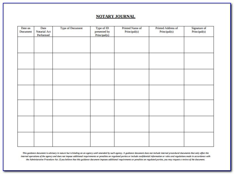 Notary Public Journal Template Free