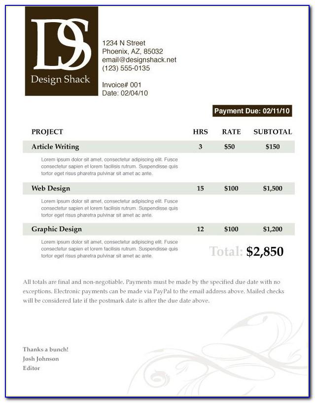 Painting And Decorating Invoice Template Uk
