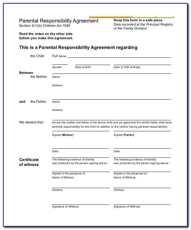 Parental Agreement Template South Africa