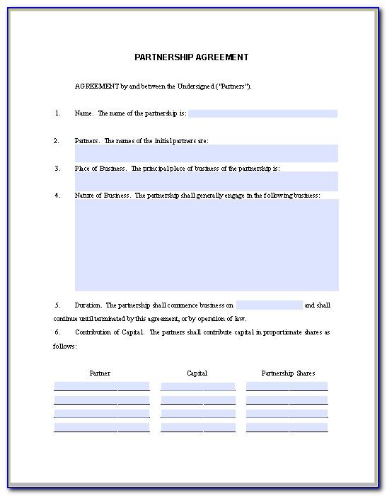 Partnership Agreement Contract Form
