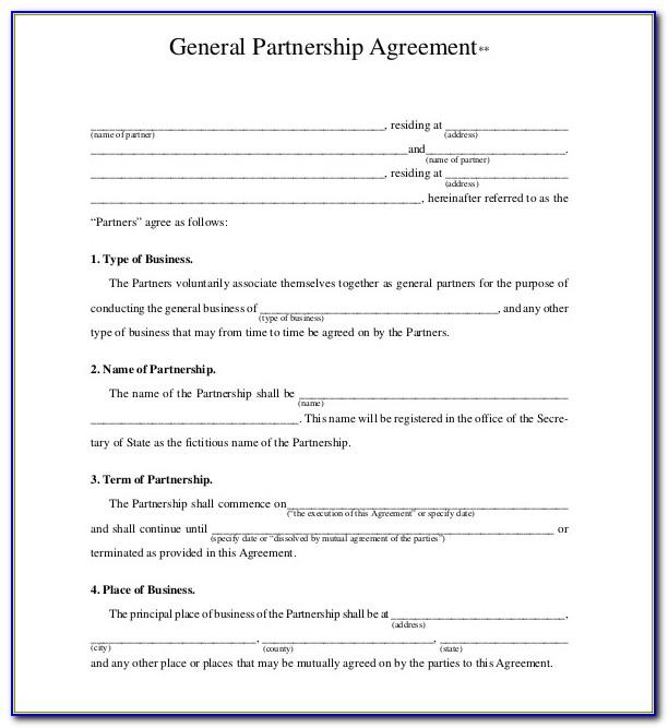 Partnership Agreement Document Template