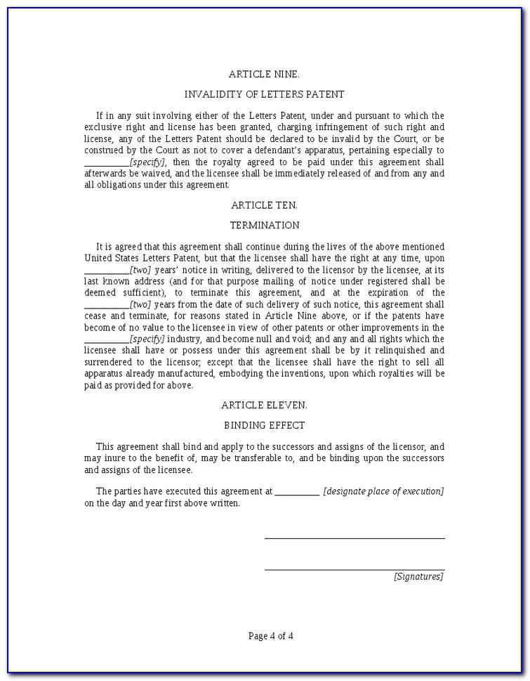 Patent Licence Agreement Template