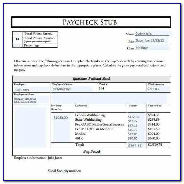 Pay Stub Template Word Doc