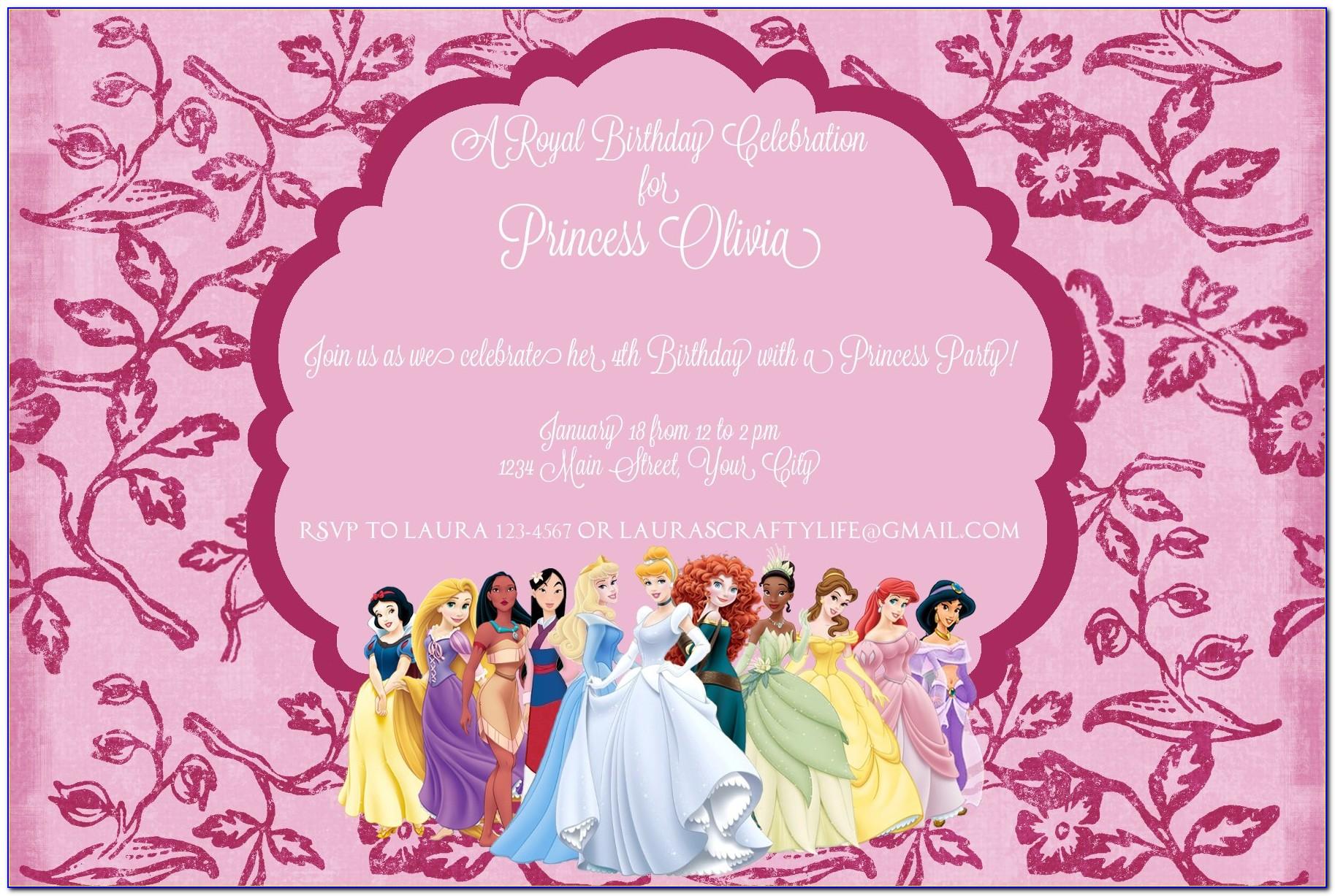 Princess Party Invitations Templates Free