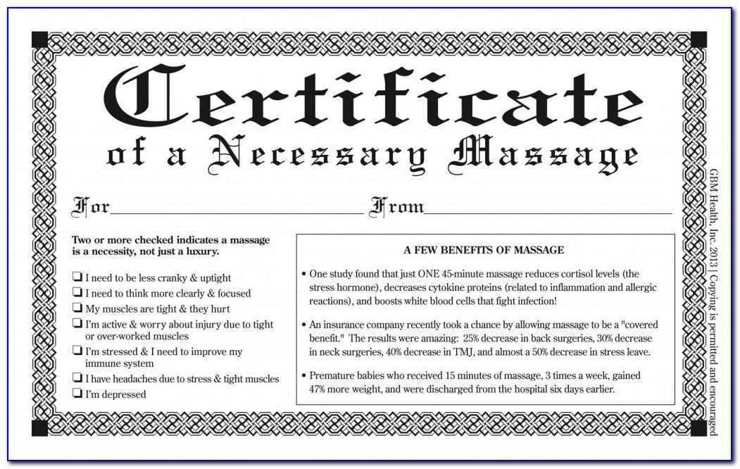 Printable Massage Gift Certificates Templates Free