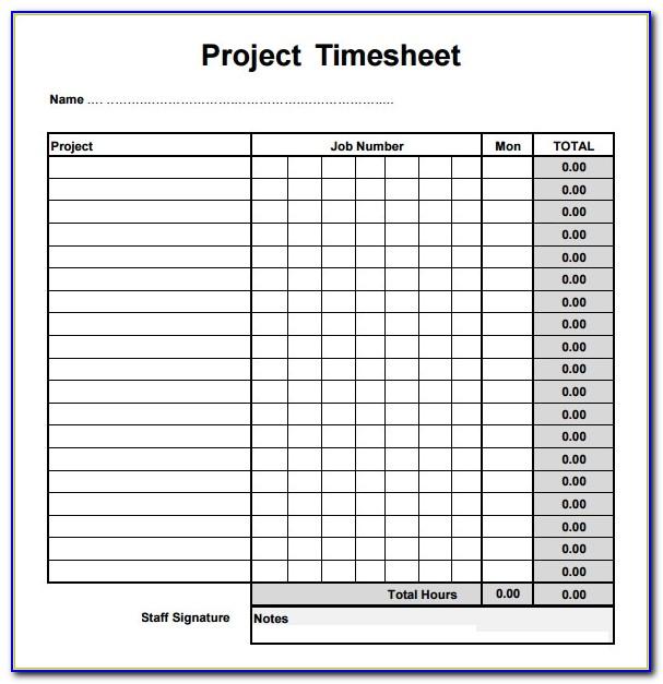 Project Timesheet Template Excel Free