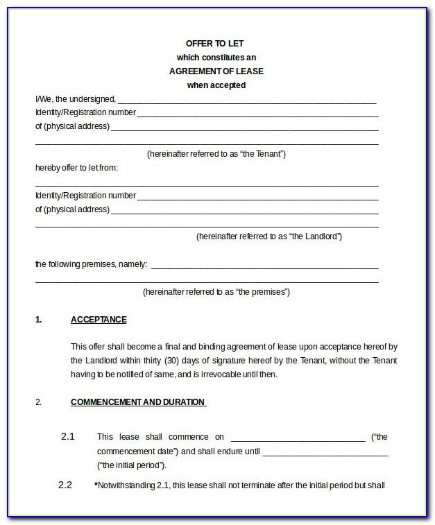 Property Lease Agreement Template Doc