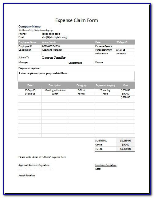 Reimbursement Invoice Template Excel