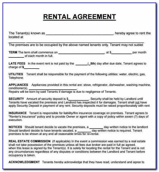 Renting Contract Template Free