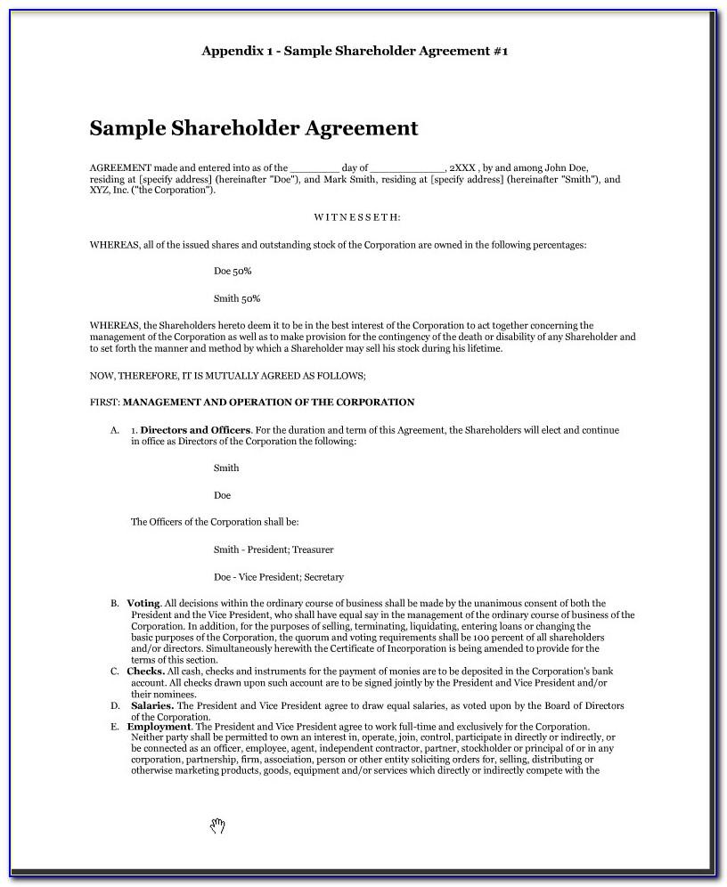 S Corporation Shareholders Agreement Template