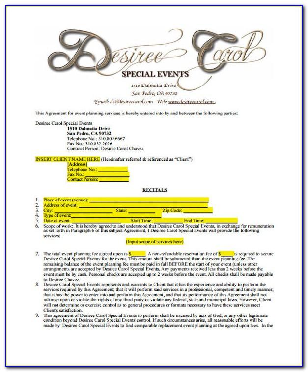 Sample Event Planner Contract Template