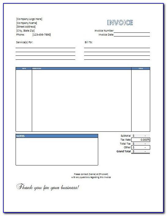 Sample Invoice Template For Word
