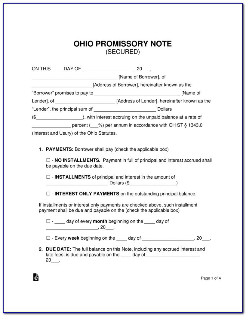 Sample Secured Promissory Note Form