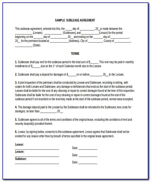 Sample Sublease Agreement Doc