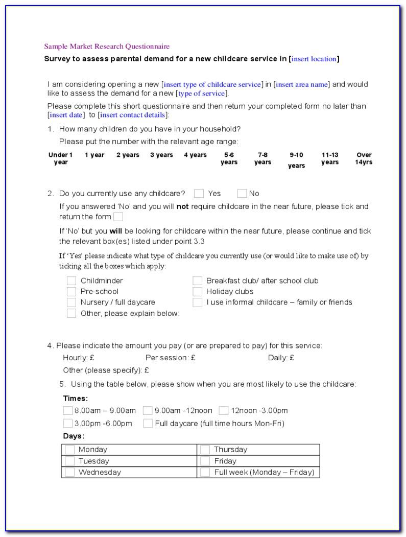 Sample Survey Questionnaire For New Product Pdf