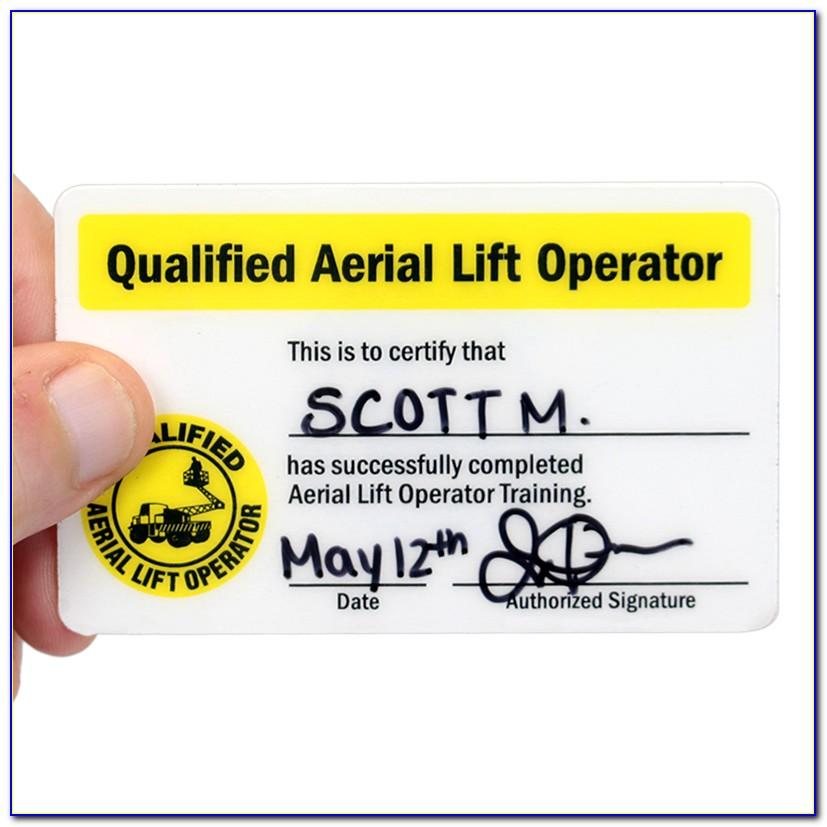 Scissor Lift Certification Card Template
