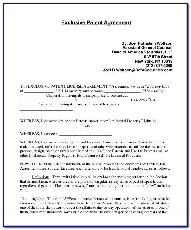 Simple Patent License Agreement Template