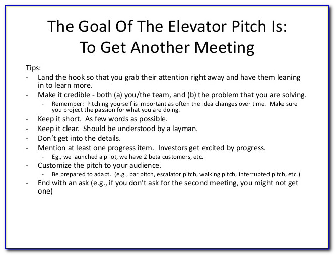 Startup Elevator Pitch Example
