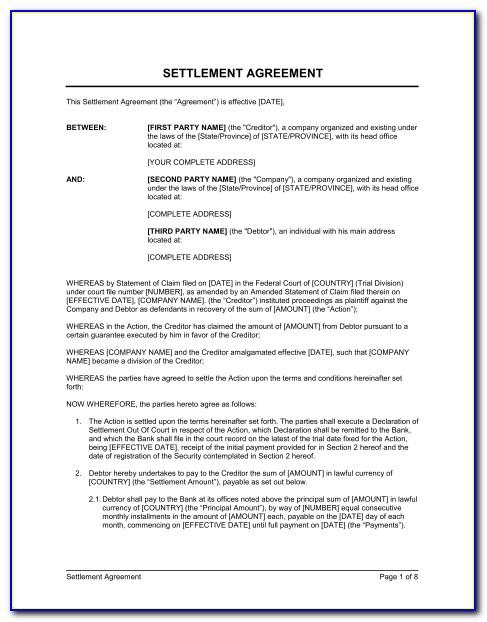 Template Settlement Agreement Letter