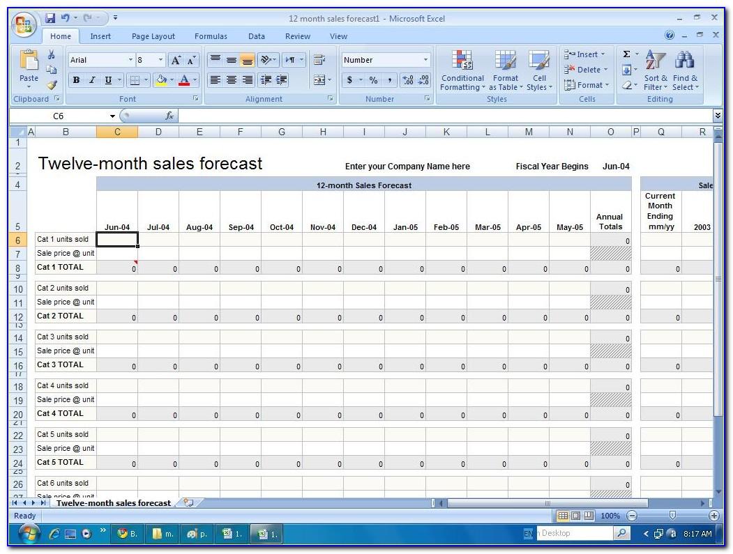 12 Month Sales Forecast Excel Template