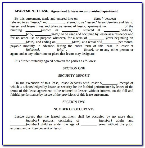 Apartment Lease Template Word