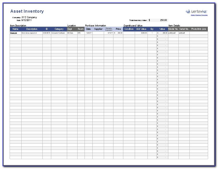 Asset Management Tracking Excel Template