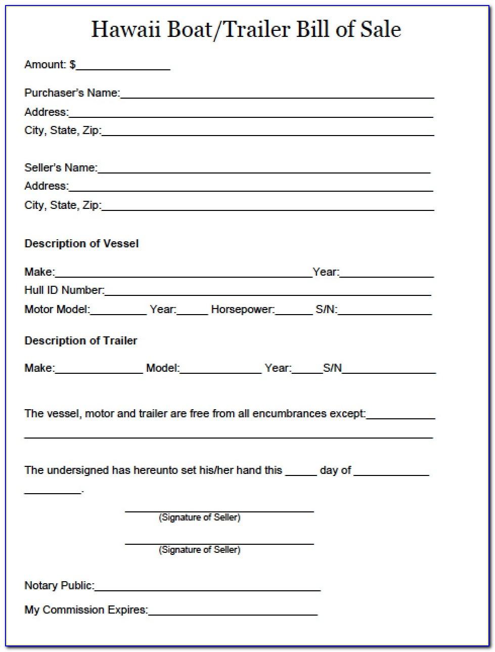 Bill Of Sale Template For Boat Ontario