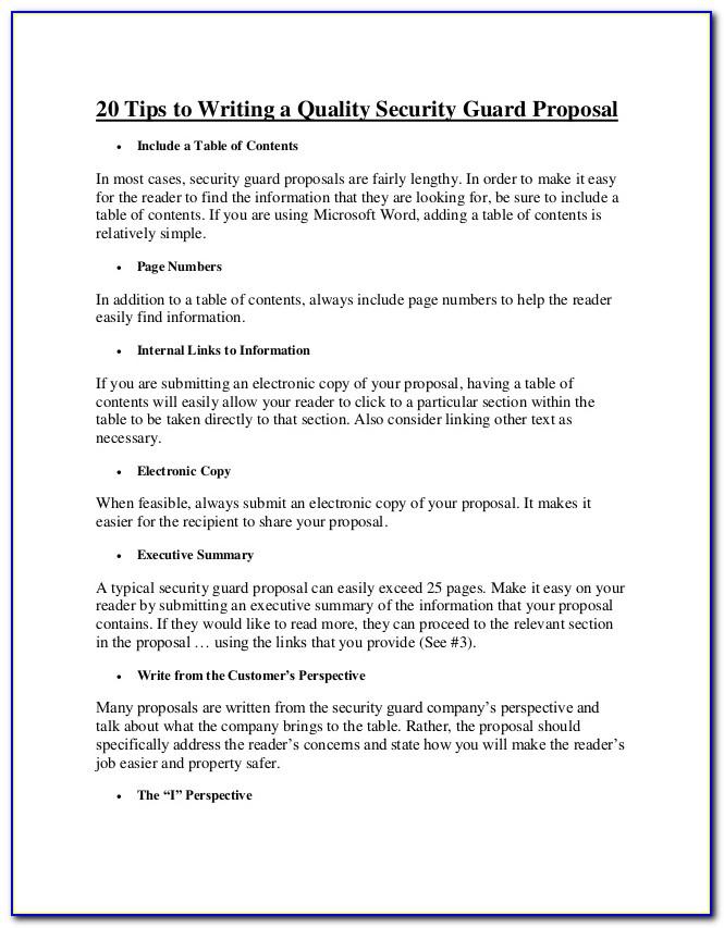 Business Proposal Template For Security Company