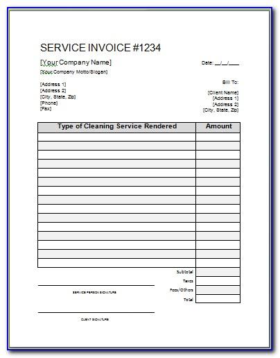 Cleaning Service Invoice Forms
