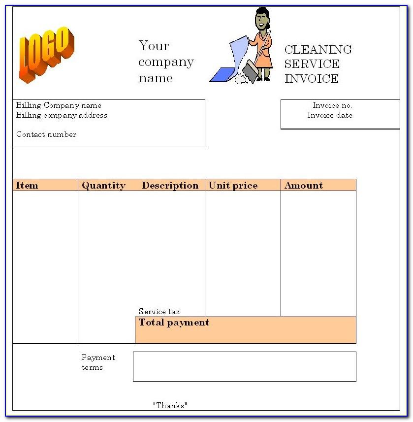Cleaning Service Invoice Template Word