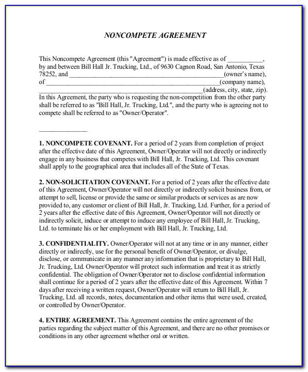 Confidentiality Non Compete Agreement Sample For Business Cooperation