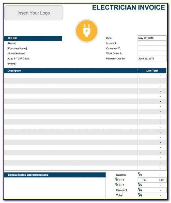 Electrician Invoice Template Free
