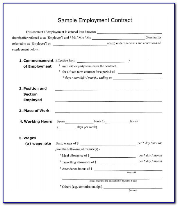Employer Employee Agreement Template