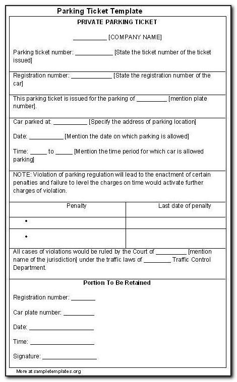 Fake Police Ticket Template