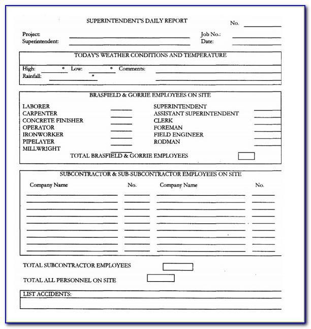 Free Construction Site Daily Report Template