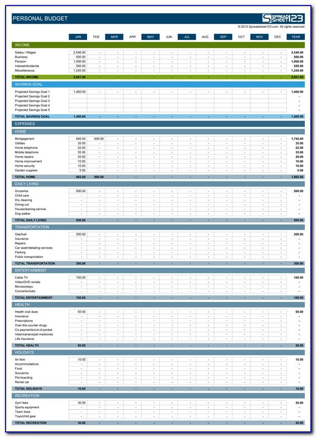 Free Personal Budget Template Google Sheets