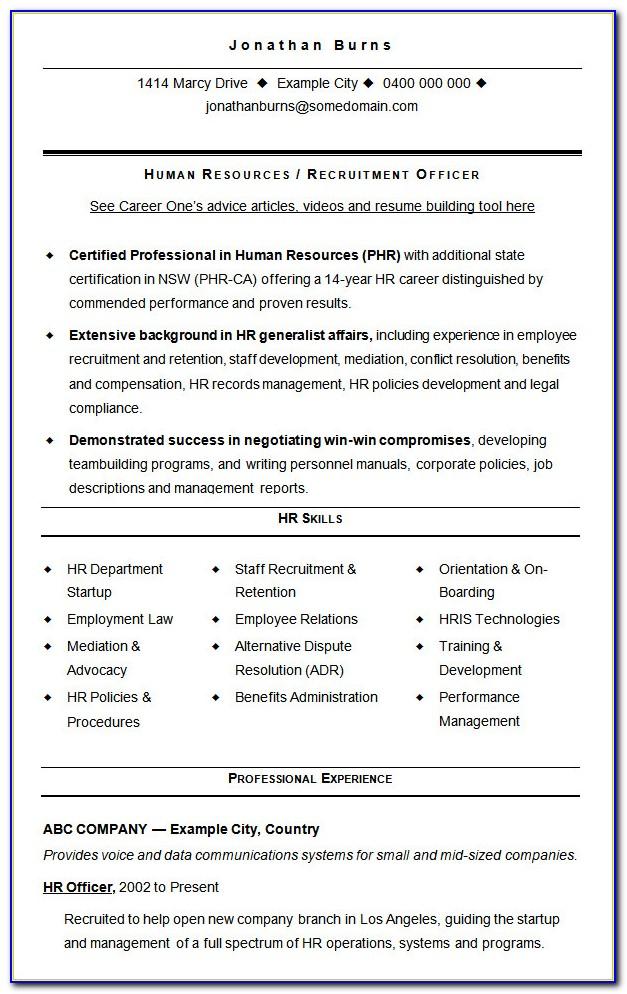 Hr Cv Templates Free Download Word Document
