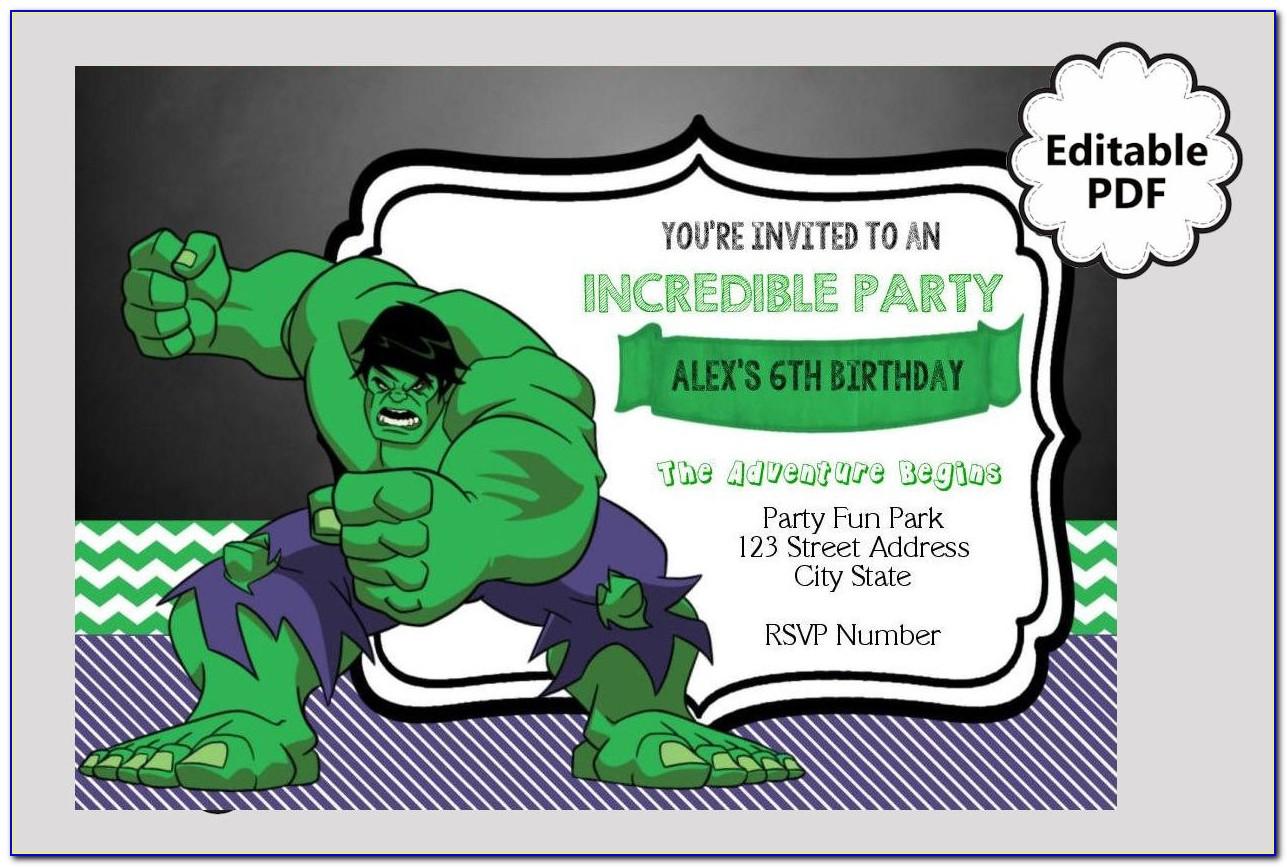 Hulk Birthday Party Invitation Template