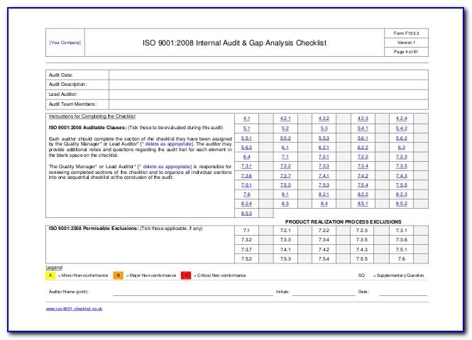 Iso 9001 Audit Template