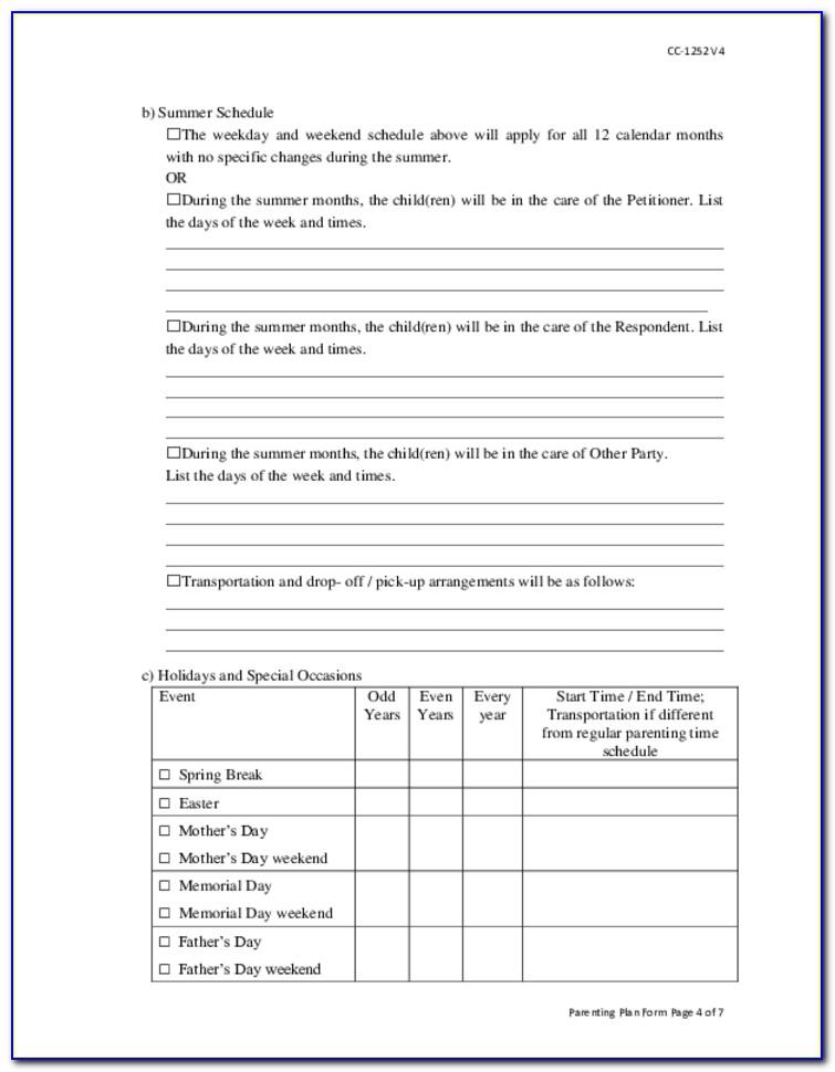 Joint Parenting Agreement Template Illinois