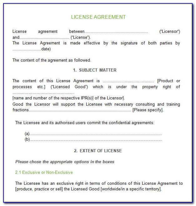 Licensing Agreement Template Free Download