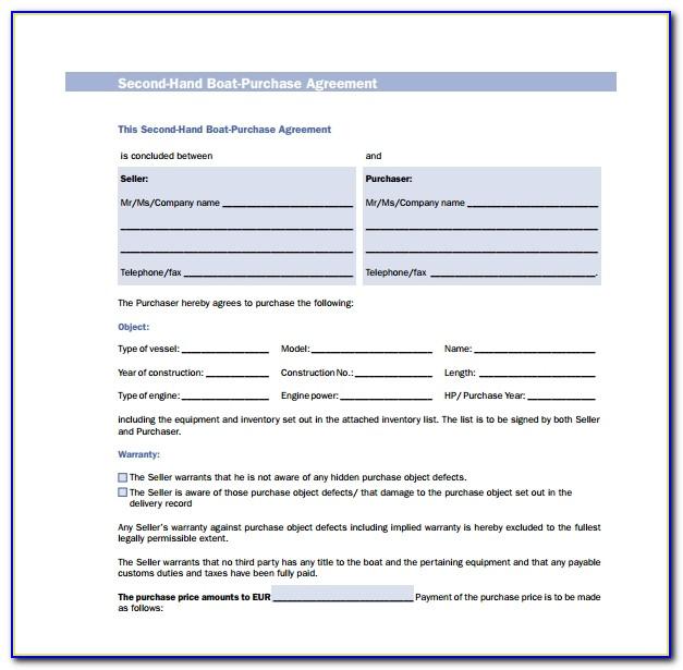 Marine Purchase Agreement Template