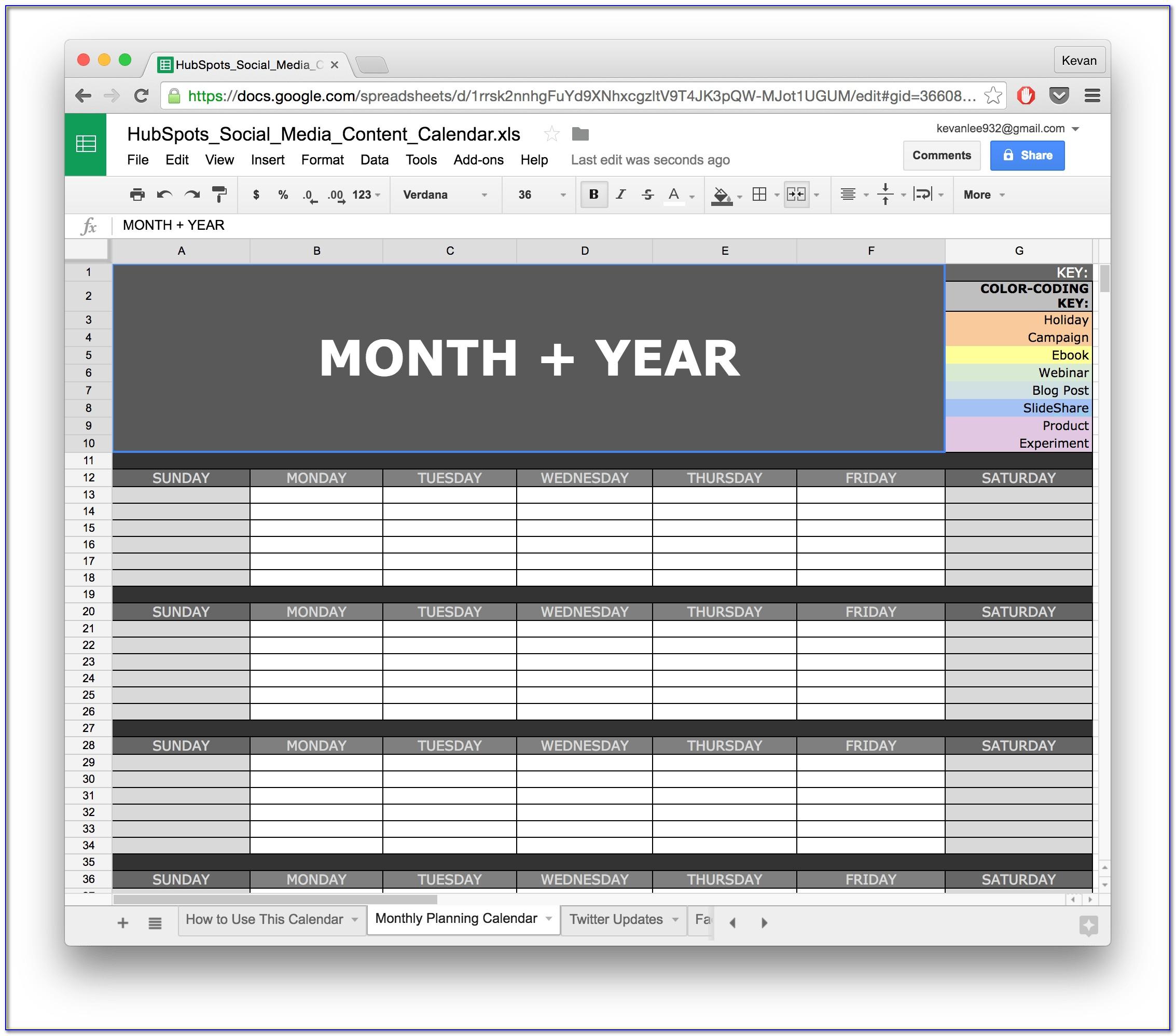 Marketing Calendar Template Google Docs