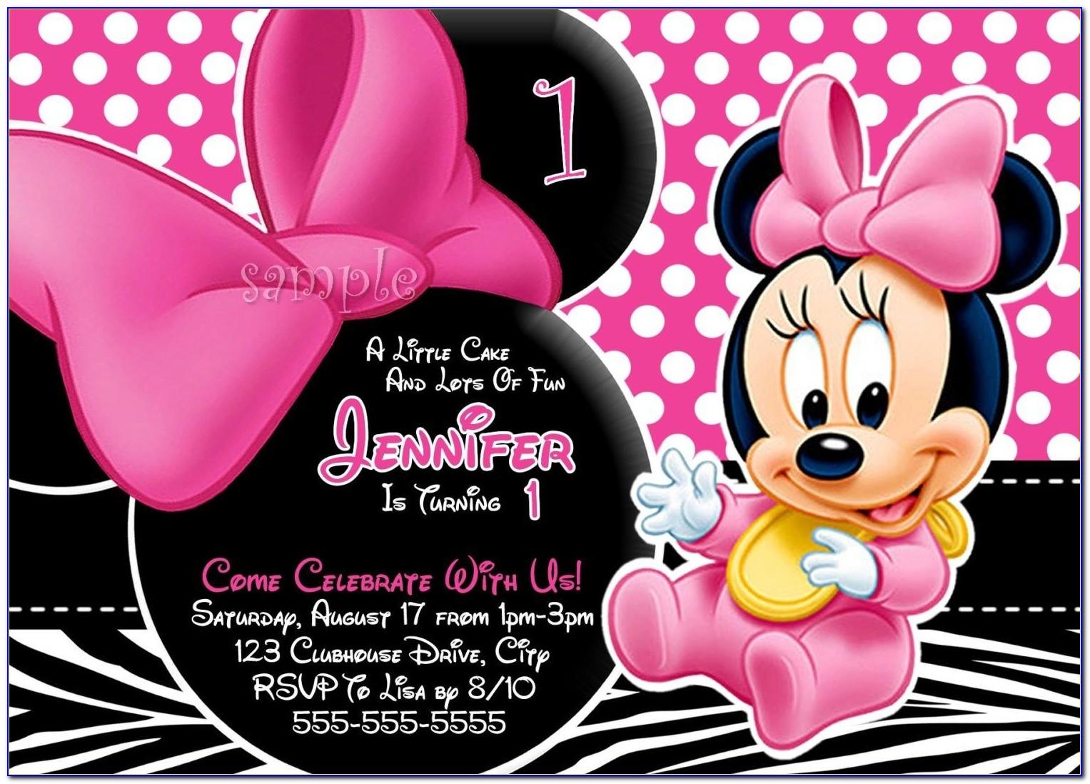 Minnie Mouse 1st Birthday Invitations Free Templates