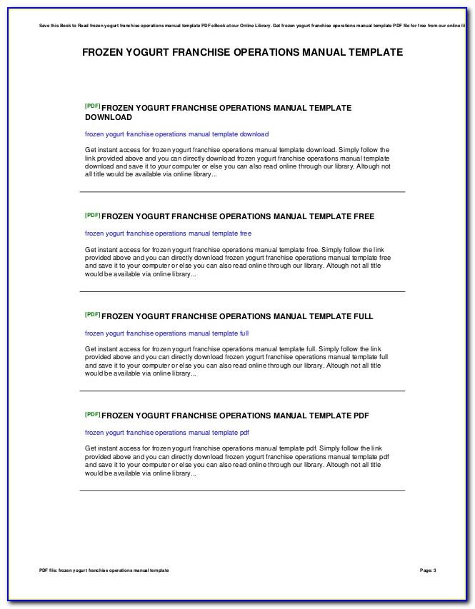 Operations Manual For Franchise Template Free