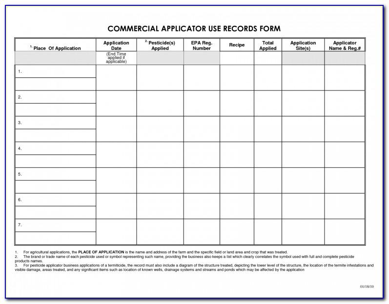 Pest Control Record Keeping Template