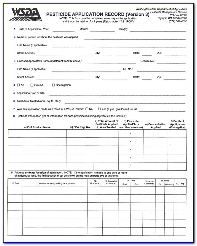 Pesticide Record Keeping Forms
