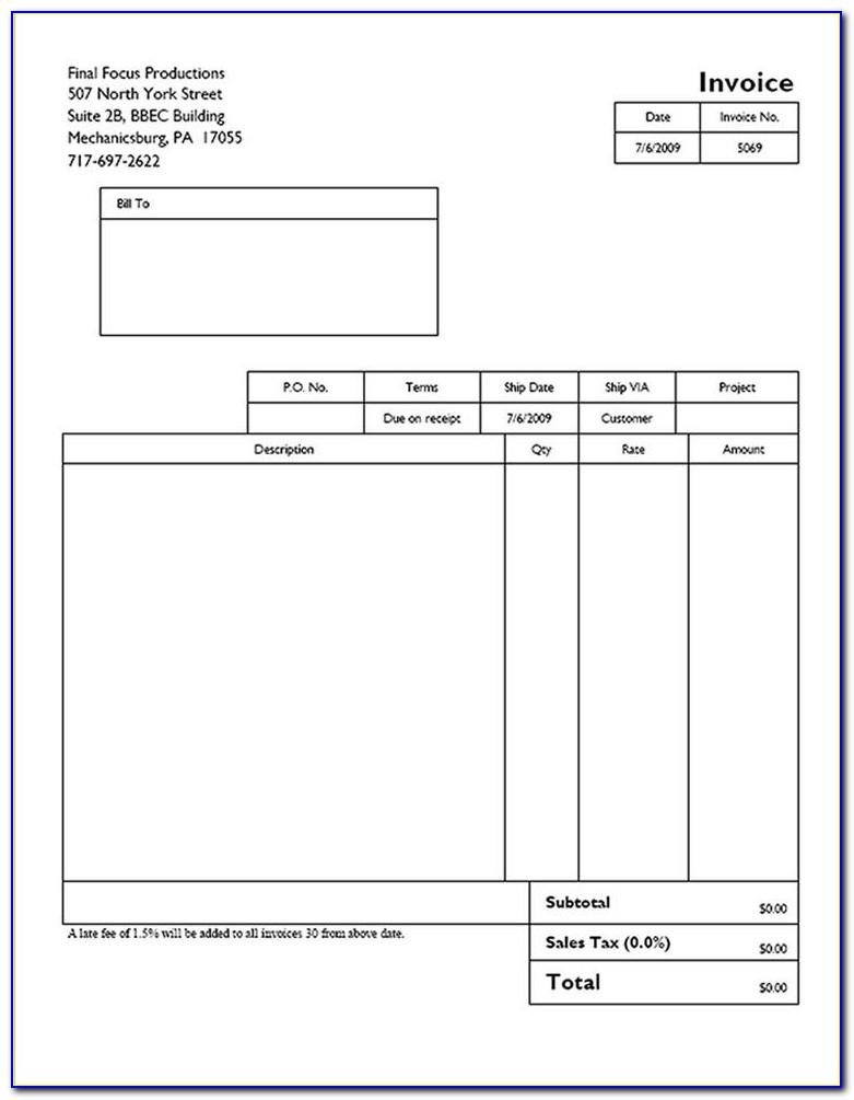 Production Invoice Template
