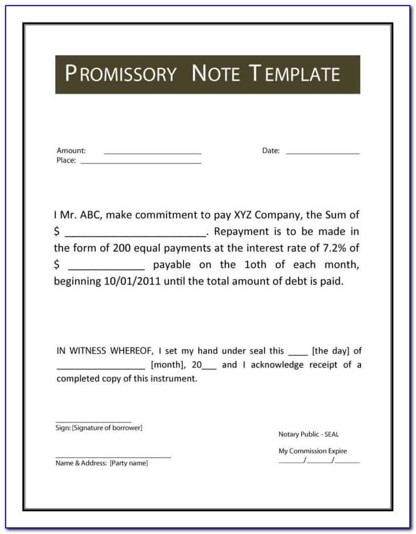 Promissory Note Templates Free